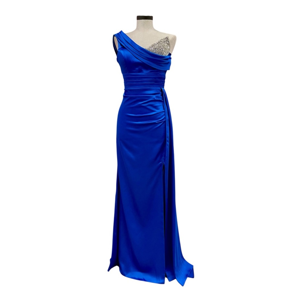 Elegant Blue One-Shoulder Evening Dress